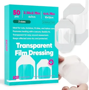 LCH 50 Pack Transparent Film Dressing 2 Sizes: 2.38" x 2.75" & 4" x 4.75" I
