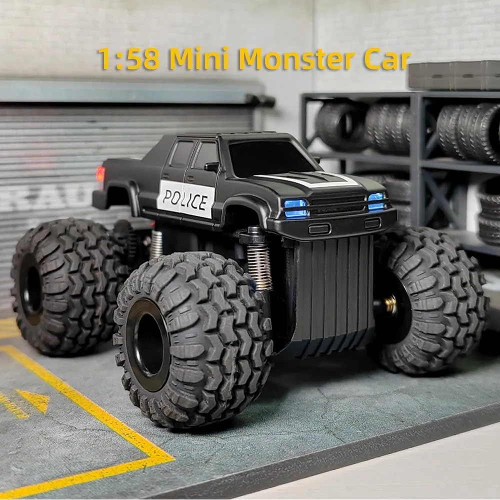 LDARC 1:58 Scale Mini RC Car RTR 2.4GHz Desktop Monster Truck Hobby Grade Remote Control Vehicle Model Comes with 2 Replaceable Body Shell