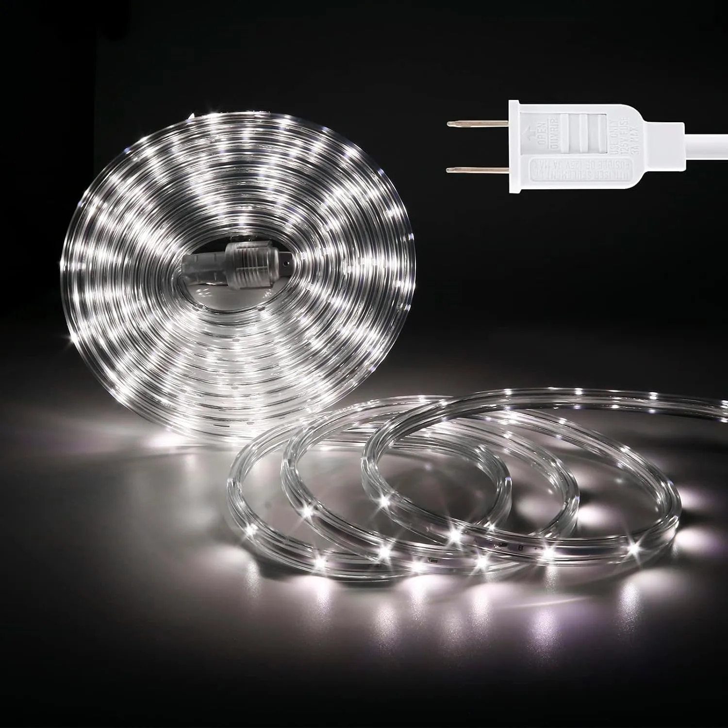 LED Rope Lights, 33Feet Daylight Flat Flexible Strip Light, Plug in Novelty Lighting, Connectable and Waterproof for Home Christmas Holiday Garden Patio Party Decoration