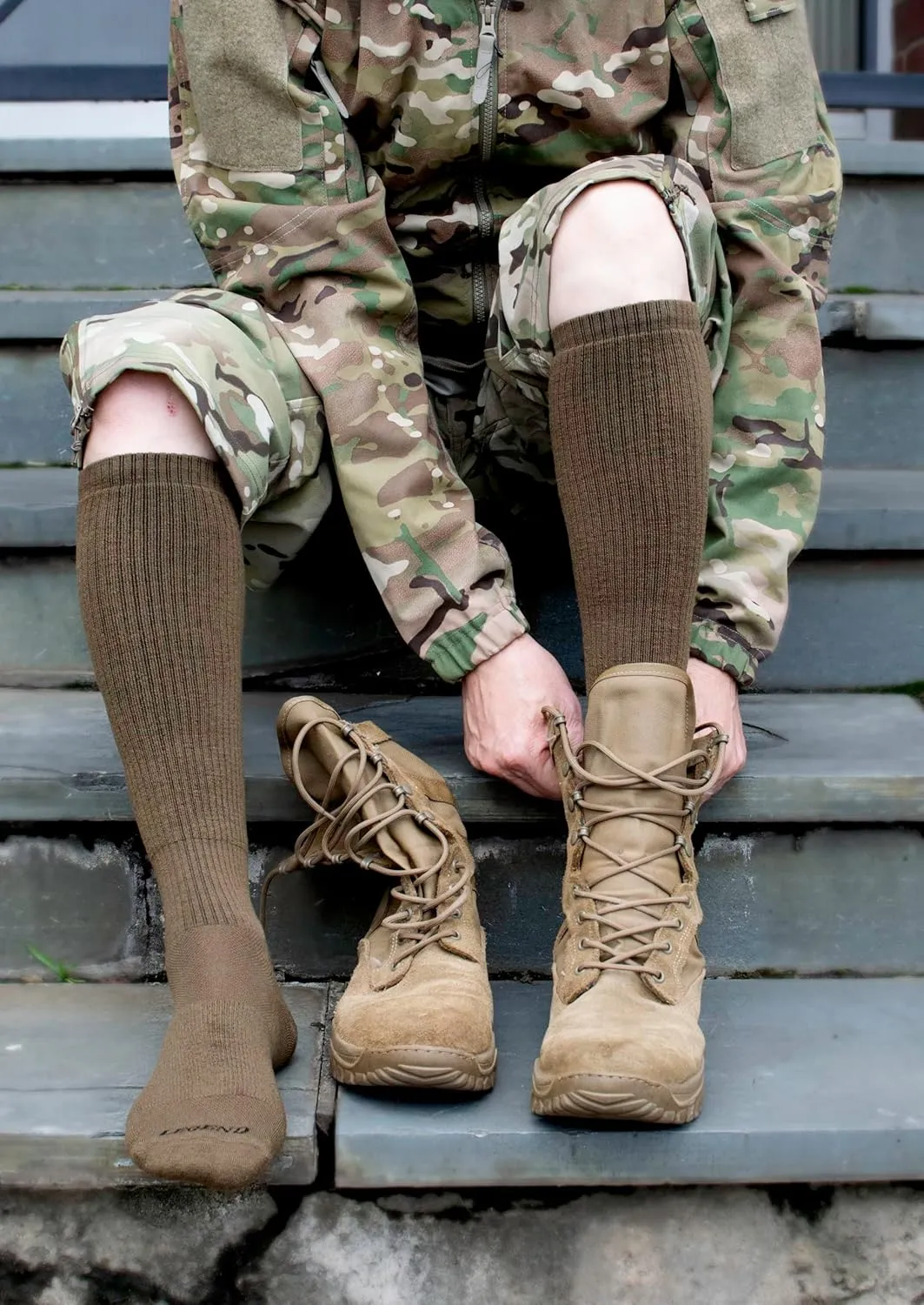 LEGEND Compression OTC Tactical Socks, Merino Wool All-Weather Over-the-Calf Military Combat Boot Socks for Men and Women
