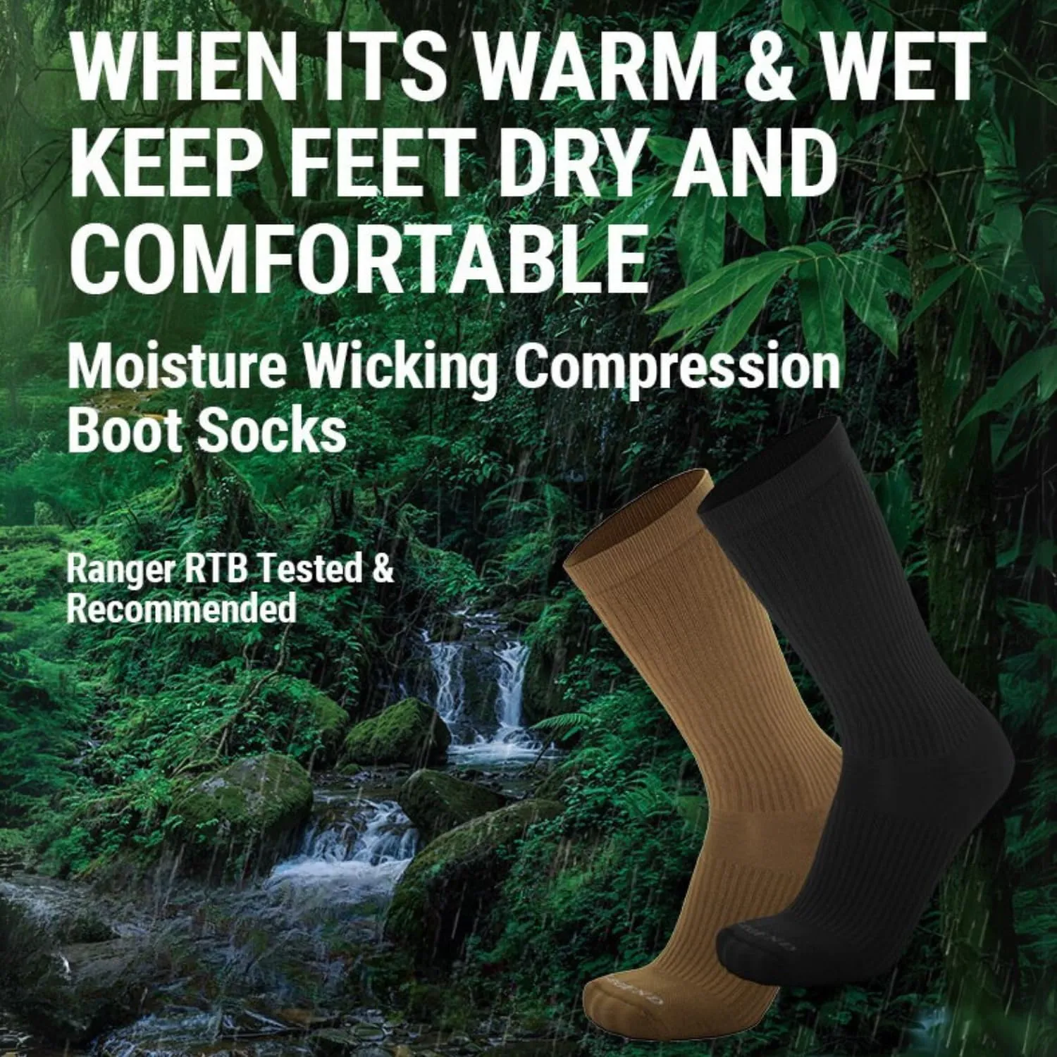 LEGEND Compression Tactical Mid-Calf Boot Socks - Warm Weather Moisture Wicking Nylon Military Socks
