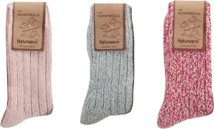 Leo Design 3 Pack Natural Premium Norwegian Women Wool socks, Lambs wool Blend, Heavy wool, Thick & Warm sock, Thermal socks.