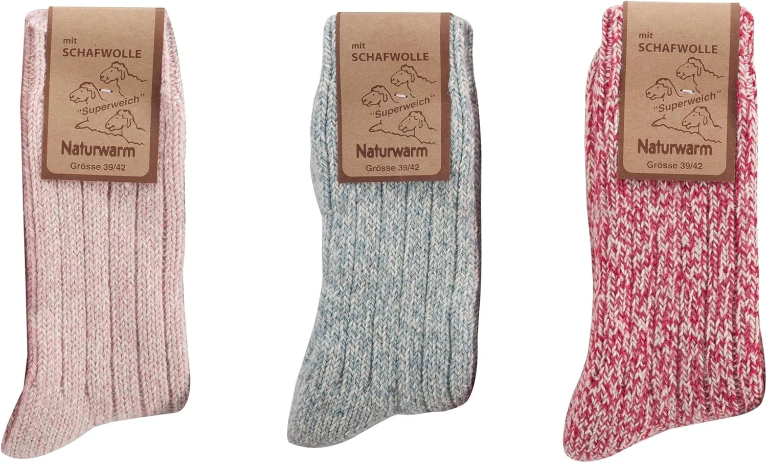 Leo Design 3 Pack Natural Premium Norwegian Women Wool socks, Lambs wool Blend, Heavy wool, Thick & Warm sock, Thermal socks.
