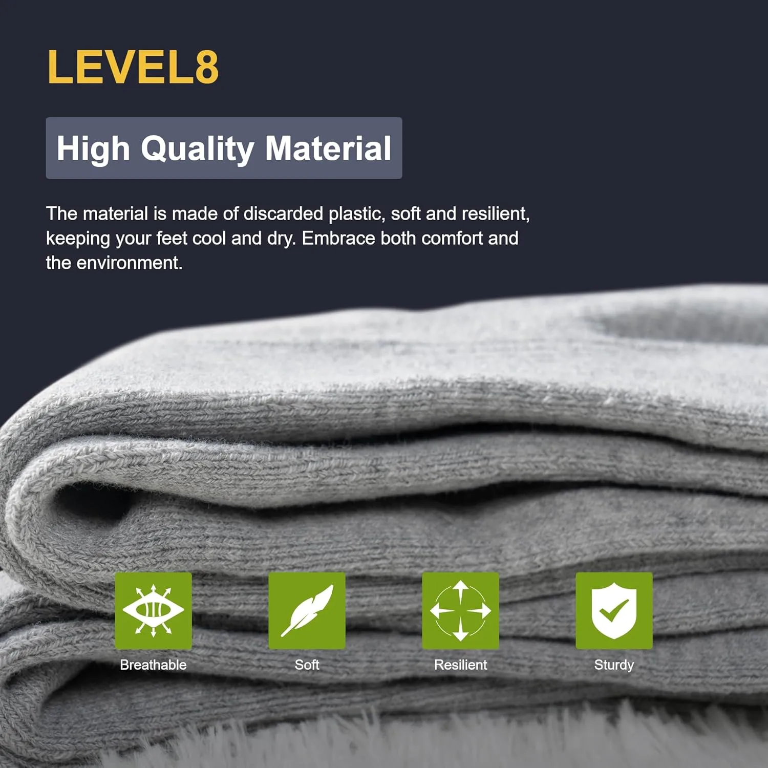 LEVEL8 Mens Work Crew Socks, Comfy Mid Calf Dress Socks, Moisture Wicking, Running and Exercise, 6 Pairs