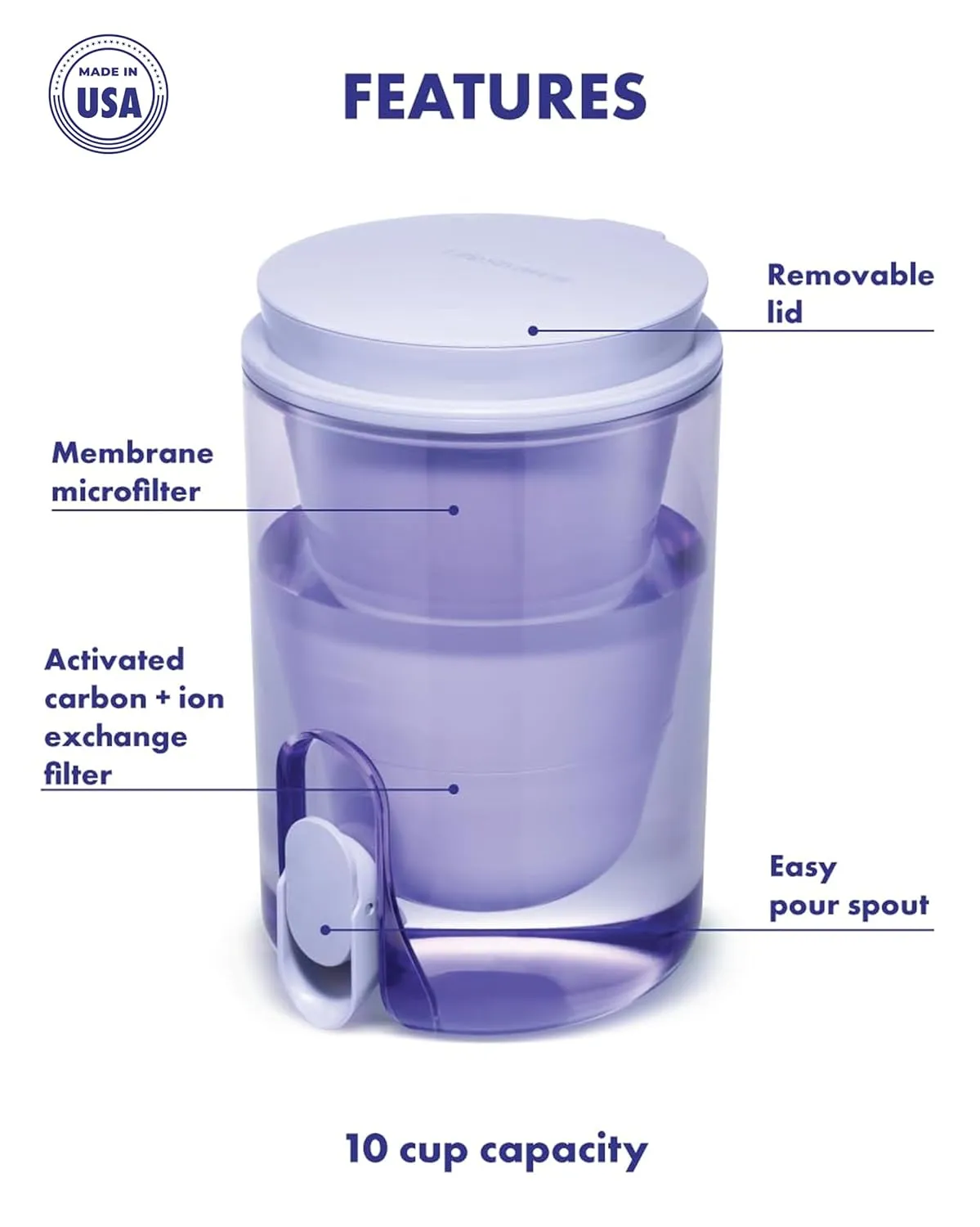 LifeStraw Home Studio Water Filter Dispenser, 10-Cup, Jade Green, BPA-Free Designed for Everyday Protects Against Bacteria, parasites, microplastics, PFAS, Lead, and Improves Taste