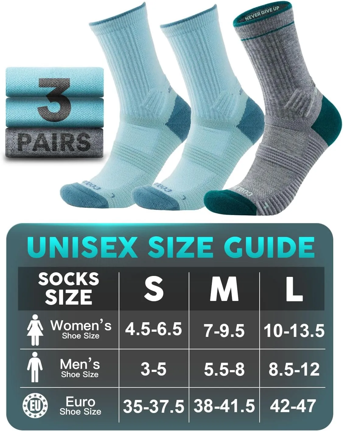 Lightweight Micro Crew Hiking Socks Coolmax Merino Wool Compression Moisture Wicking Anti-Blister Cushioned