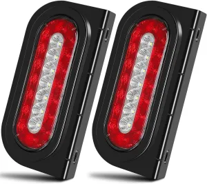 LINKITOM 6 Inches Oval Tail Lights with Steel Mounting Bracket & Rubber Gasket for 10-30 Volt Boat Trailer Truck RV, DOT Certified, IP67 Waterproof