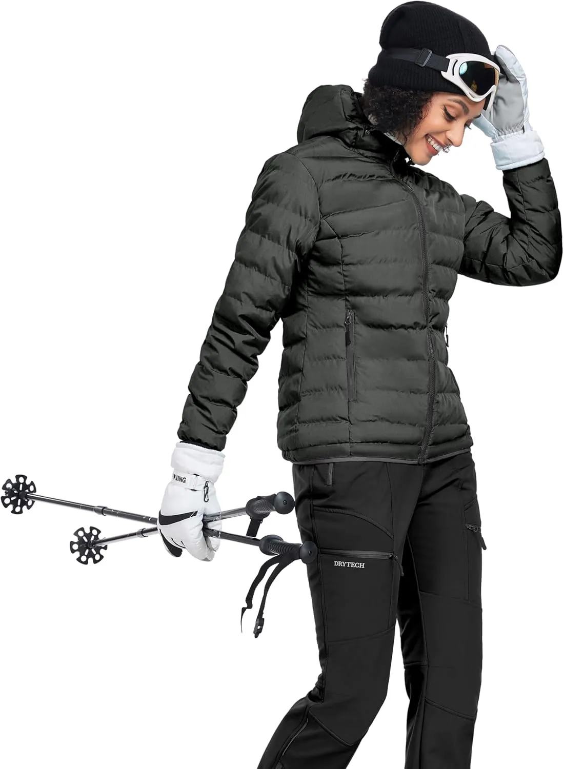 Little Donkey Andy Women's Warm Waterproof Puffer Jacket Hooded Windproof Winter Coat with Recycled Insulation