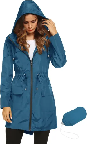 Lomon Women Waterproof Lightweight Rain Jacket Active Outdoor Hooded Raincoat