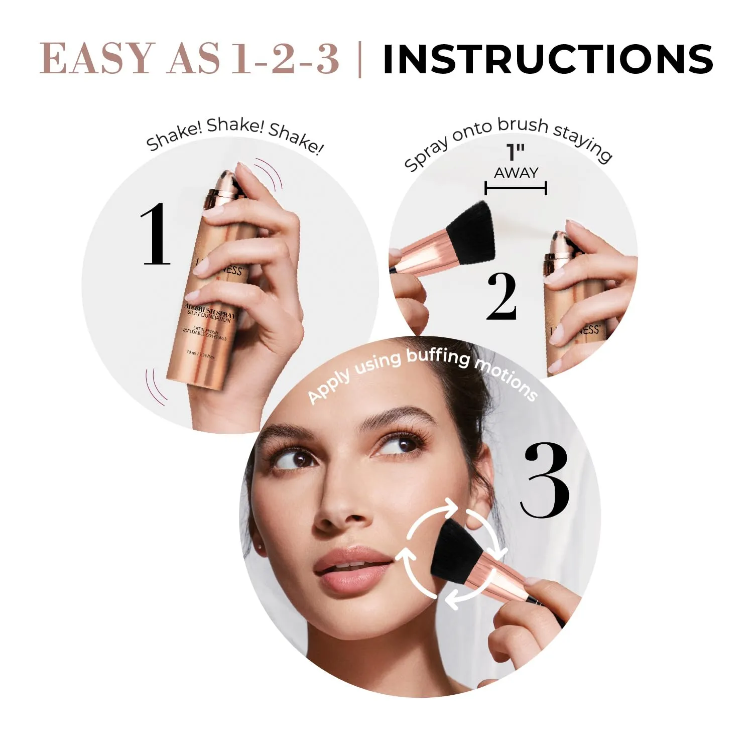 LUMINESS Face Time All In One Makeup Kit - Includes Face Palette, Airbrush Foundation, and Makeup Brush - Long-Wearing, Silky, Soft, Easy to Blend, 3-PC Make Up Set (10 - Tan)