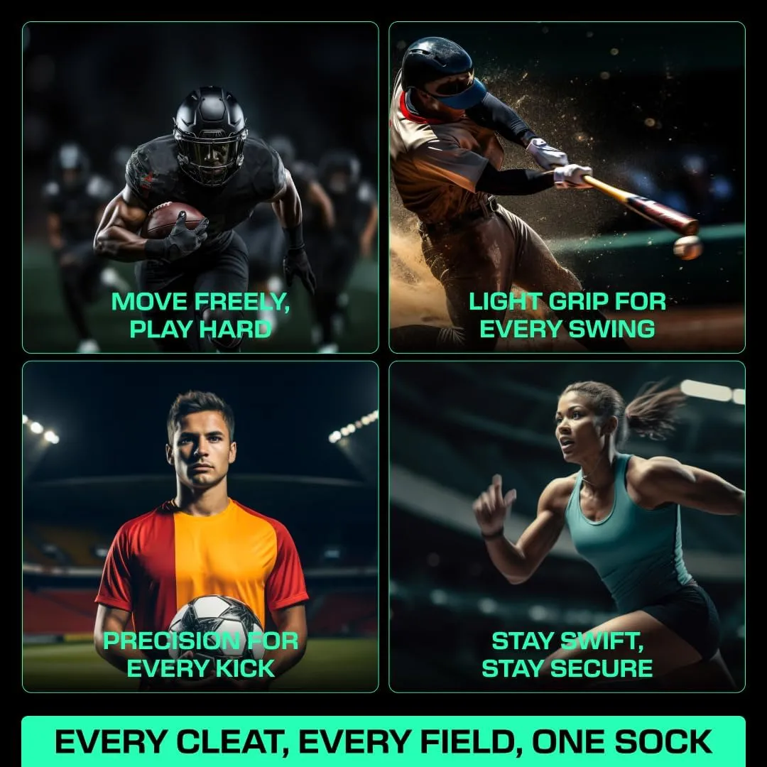 LUX Sports ProCleat Performance Grip Socks GripArray™ - Athletic Socks for Performance Sports - Grip Socks for Men and Women