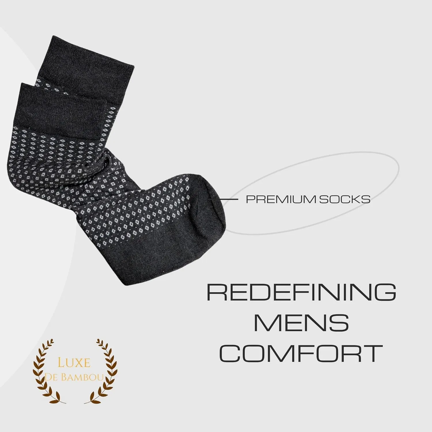 Luxe De Bamboo Rayon socks Mens Dress Socks for Men 9-12,Charcoal and Black socks for men 5-Pack in a Gift Box
