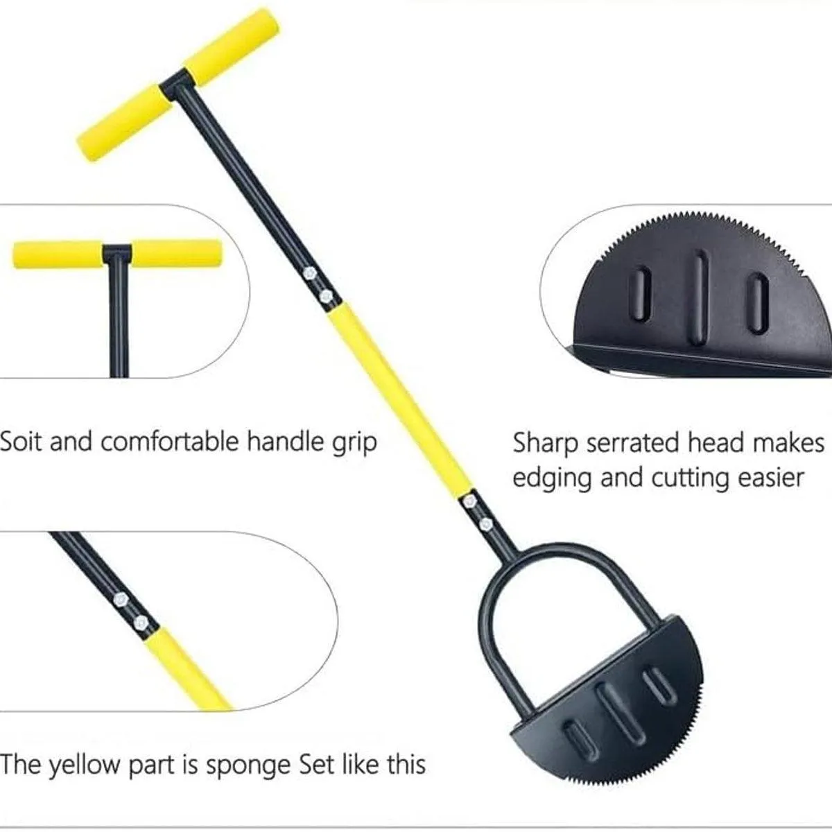 Manual Lawn Edge Cutting Shovel Serrated Half Moon Lawn Edging Tool with Handle