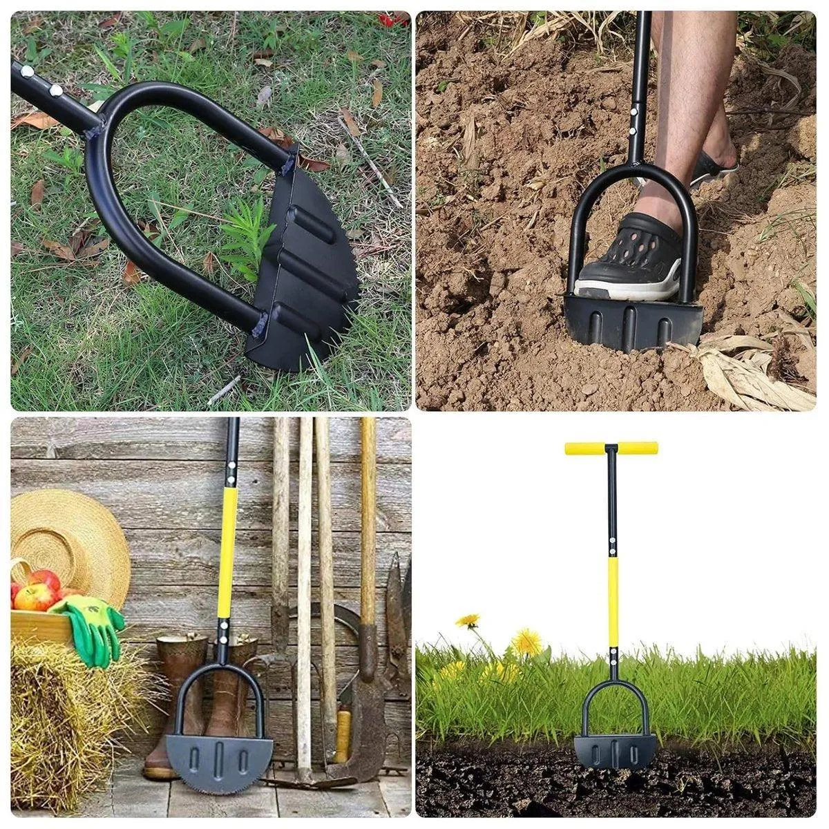 Manual Lawn Edge Cutting Shovel Serrated Half Moon Lawn Edging Tool with Handle