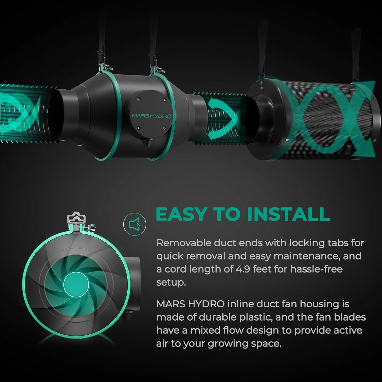 MARS HYDRO 6 Inch Inline Fan and Filter Kits with Variable Speed Controller and 25 Feet Ducting Fan, 402 CFM Exhaust Fan for Grow Tents Hydroponics