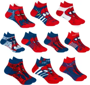 Marvel Spider-man Socks for Boys, 10 Pairs Low Cut Socks for Boys Ages 3-9