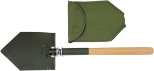 Max Fuchs Folding Shovel OD Green Wooden Handle Cover Used