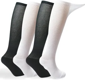  MD 4 Pack Men’s Extra Wide Non-Binding Diabetic and Circulatory Viscose from Bamboo Over The Knee Socks with Cushioned Sole