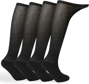  MD 4 Pack Men’s Extra Wide Non-Binding Diabetic and Circulatory Viscose from Bamboo Over The Knee Socks with Cushioned Sole