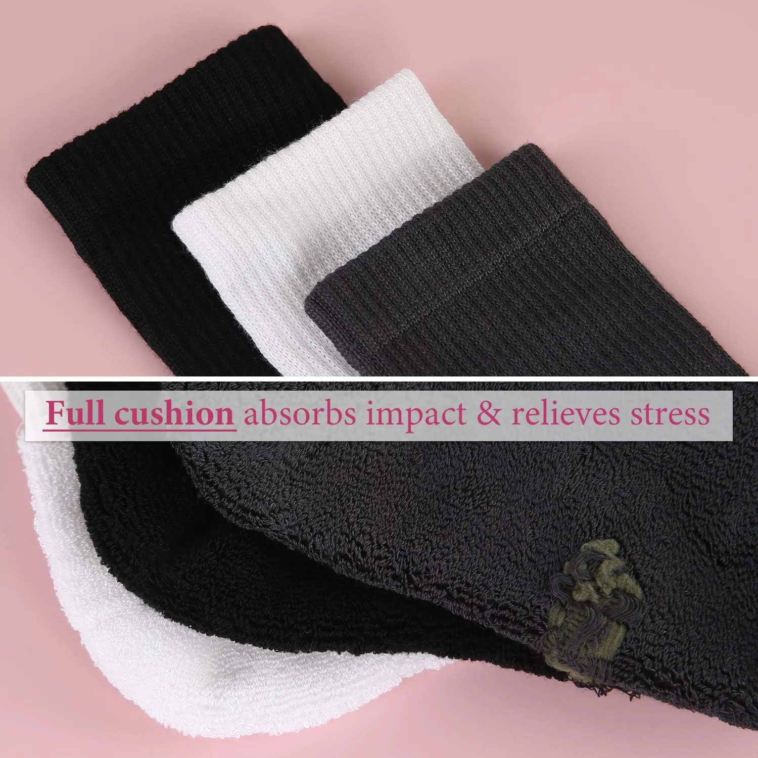  MD 6 Pack Womens Crew Socks Extra Heavy Full Cushion Casual Socks Moisture Wicking Hiking Trekking Sports Socks