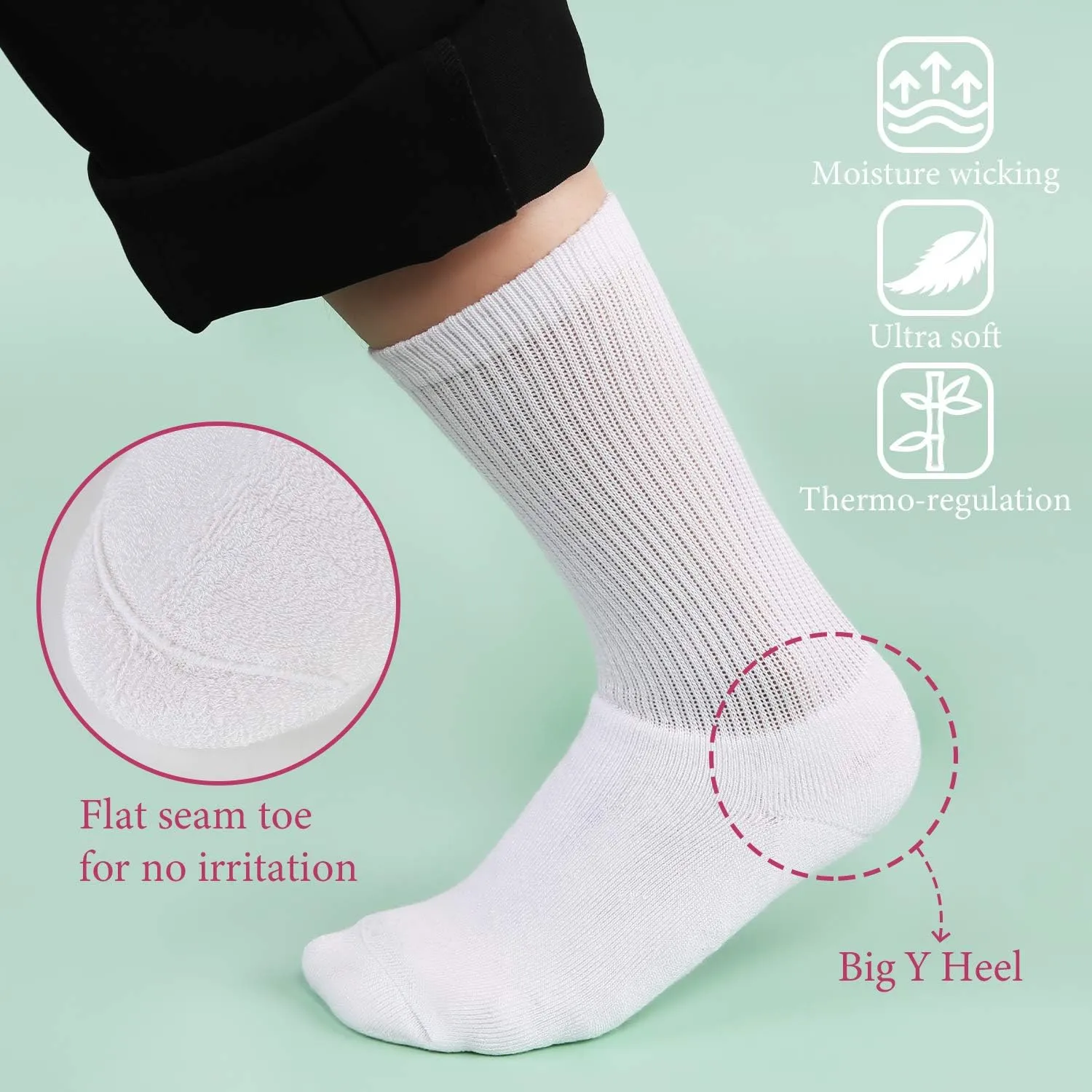  MD 6 Pack Womens Crew Socks Extra Heavy Full Cushion Casual Socks Moisture Wicking Hiking Trekking Sports Socks