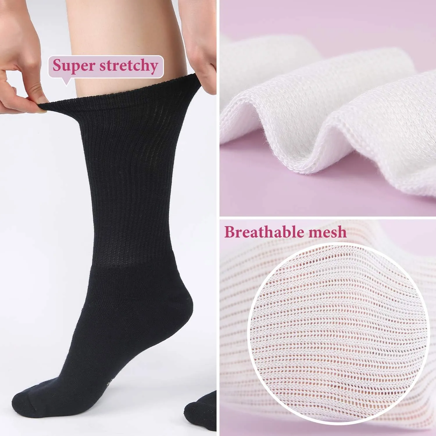  MD 6 Pack Womens Crew Socks Extra Heavy Full Cushion Casual Socks Moisture Wicking Hiking Trekking Sports Socks