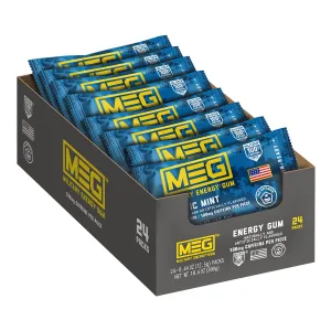 MEG - Military Energy Gum | 100mg of Caffeine Per Piece   Increase Energy   Boost Physical Performance   Arctic Mint 24 Pack (120 Count)