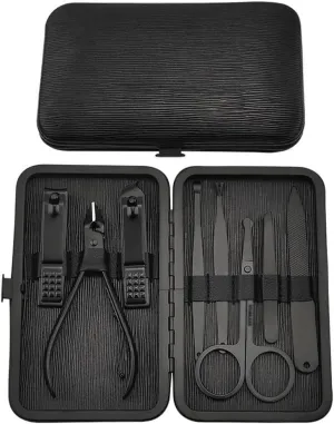 Men Personal Care Tools Accessories Finger and Toe Nail Clippers Kit Home Nail Clipper 8 Piece Set Large Opening Manicure Tool Unisex Mini Compact Gift Eyebrow Clip Tweezers(Black)