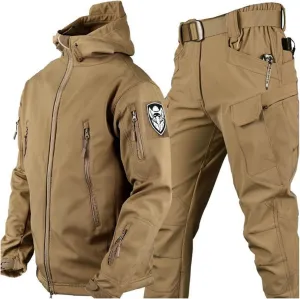 Men Two Piece Ski Suit Set, Mens Winter Waterproof Windproof Hooded Snow Coat 2 Pieces Snowboarding Snowsuits
