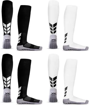 MENDENG Knee High Non-Slip Soccer Socks for Men & Women - Football, Basketball, Hockey Sports Grip Socks