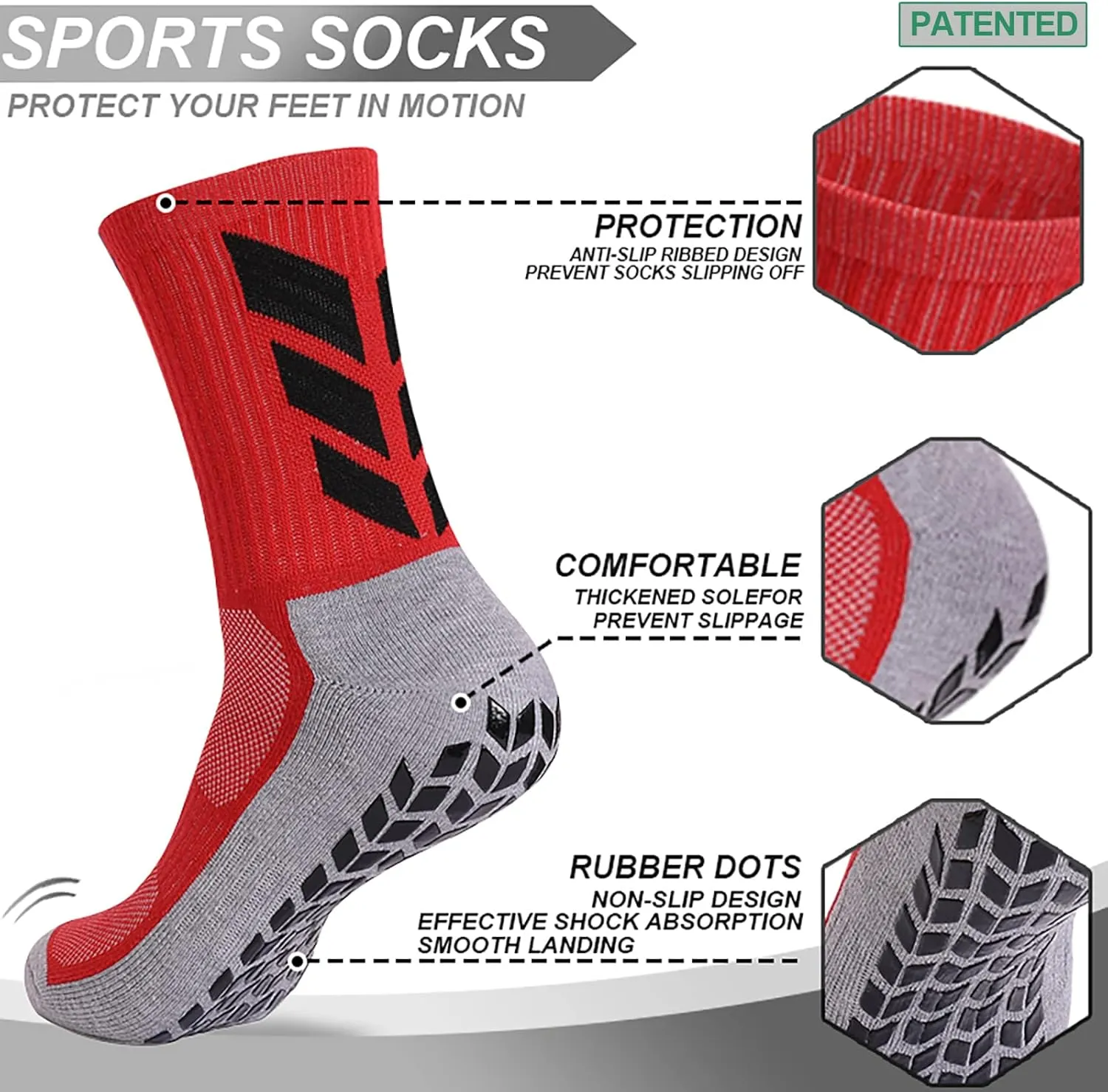 MENDENG Men's Grip Socks - Non Slip Soccer & Hospital Socks