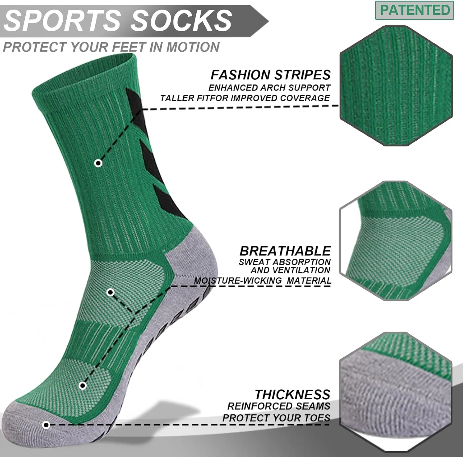 MENDENG Men's Grip Socks - Non Slip Soccer & Hospital Socks