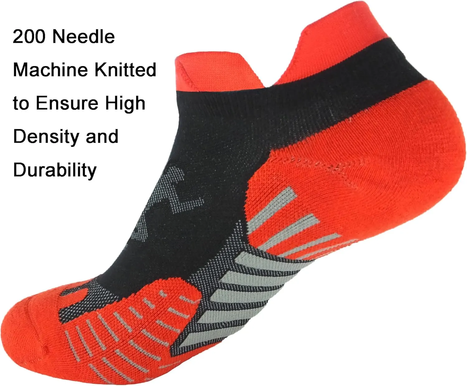 Mens and Womens 5 Pairs Red Padded Anti Odor Blister Proof Seamless Low Cut Cotton Running Socks