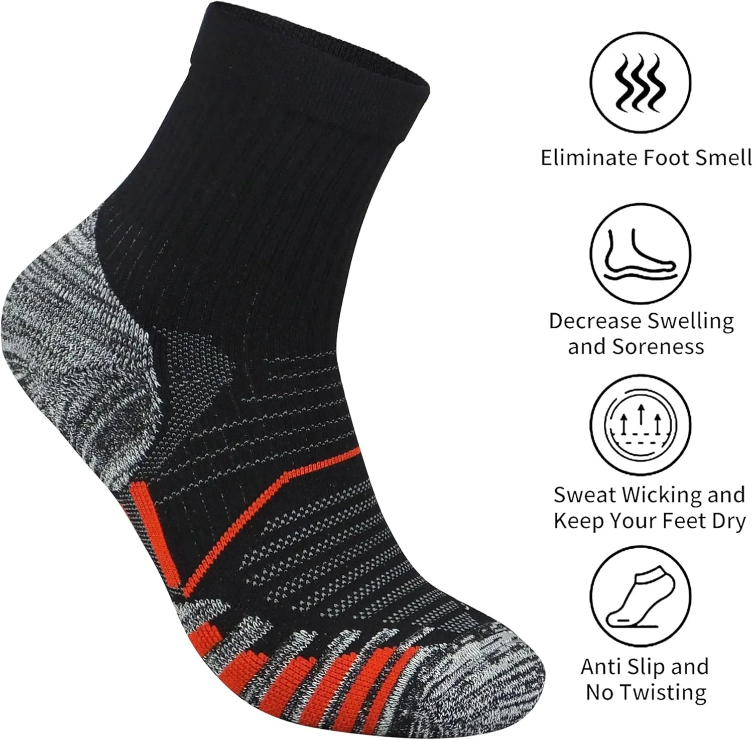 Men's and Women's Anti Blister Odor Control Cushioned Ankle Low Cut/Quarter Crew Athletic Running and Cycling Socks