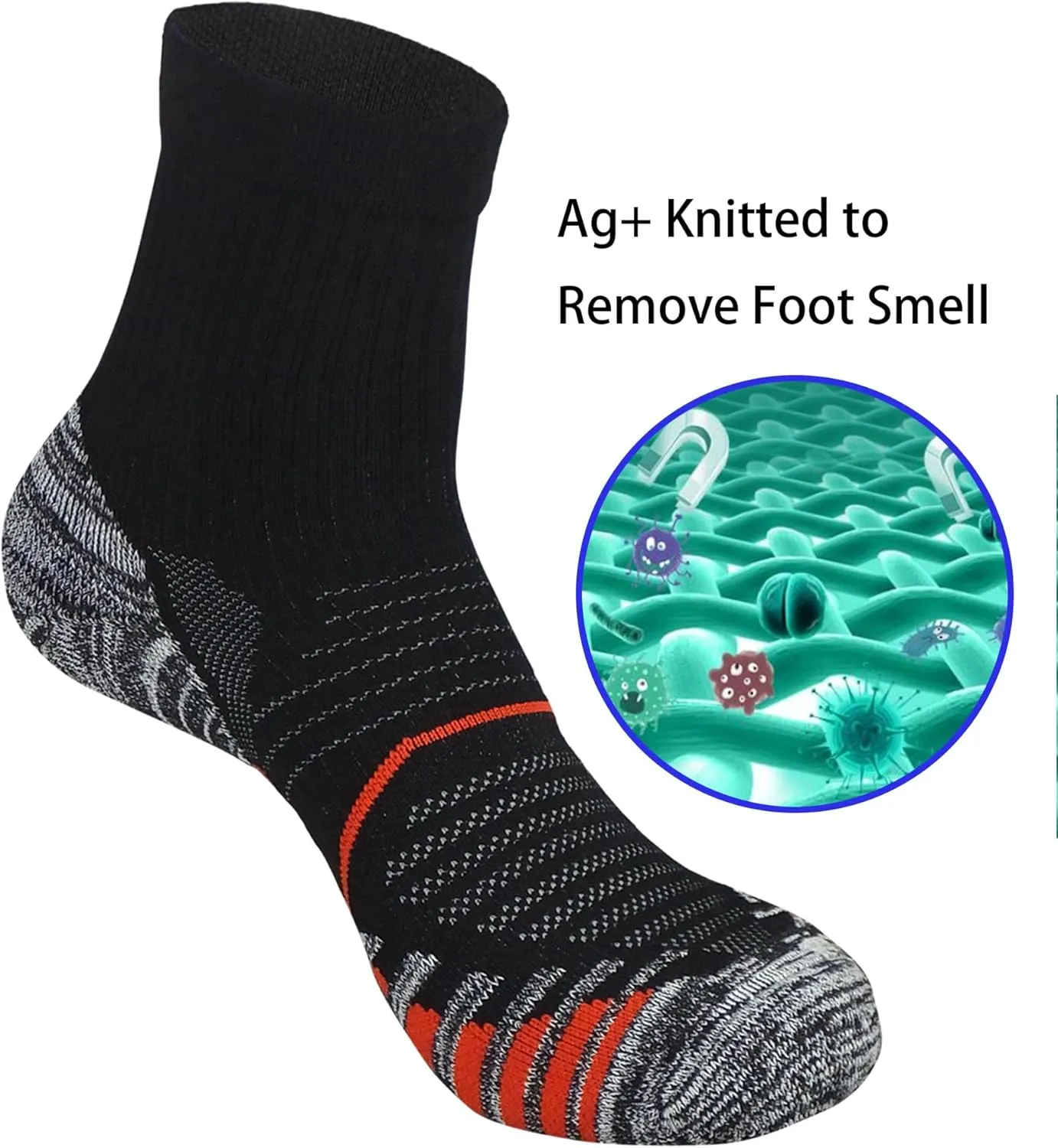 Men's and Women's Anti Blister Odor Control Cushioned Ankle Low Cut/Quarter Crew Athletic Running and Cycling Socks