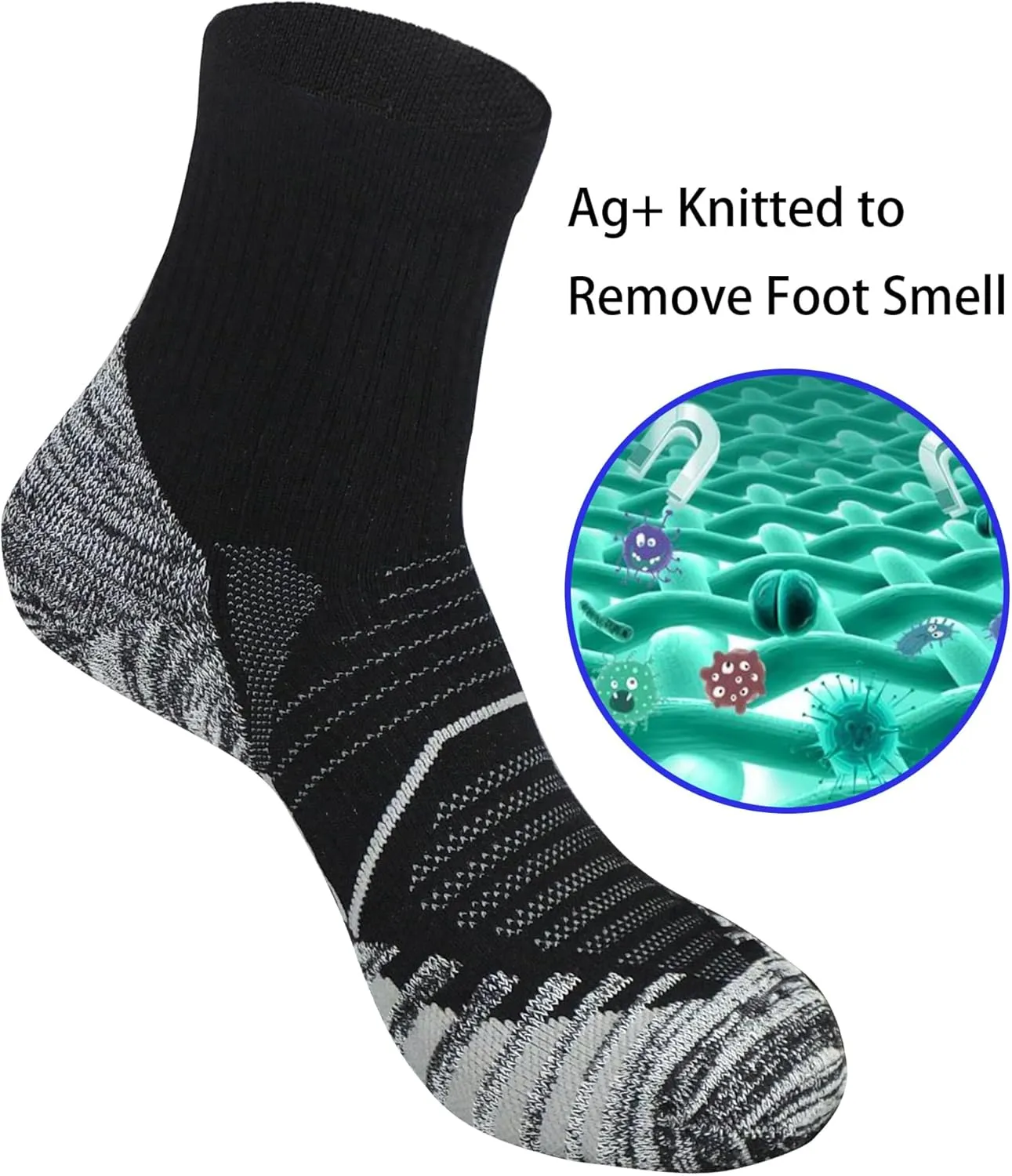 Men's and Women's Anti Blister Odor Control Cushioned Ankle Low Cut/Quarter Crew Athletic Running and Cycling Socks