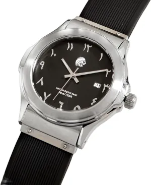 Men's Arabic Watch Full Stainless Steel Case Waterproof Japanese Quartz Movement Silcone Watchband Arabic Numerals Dial Wrist Watches
