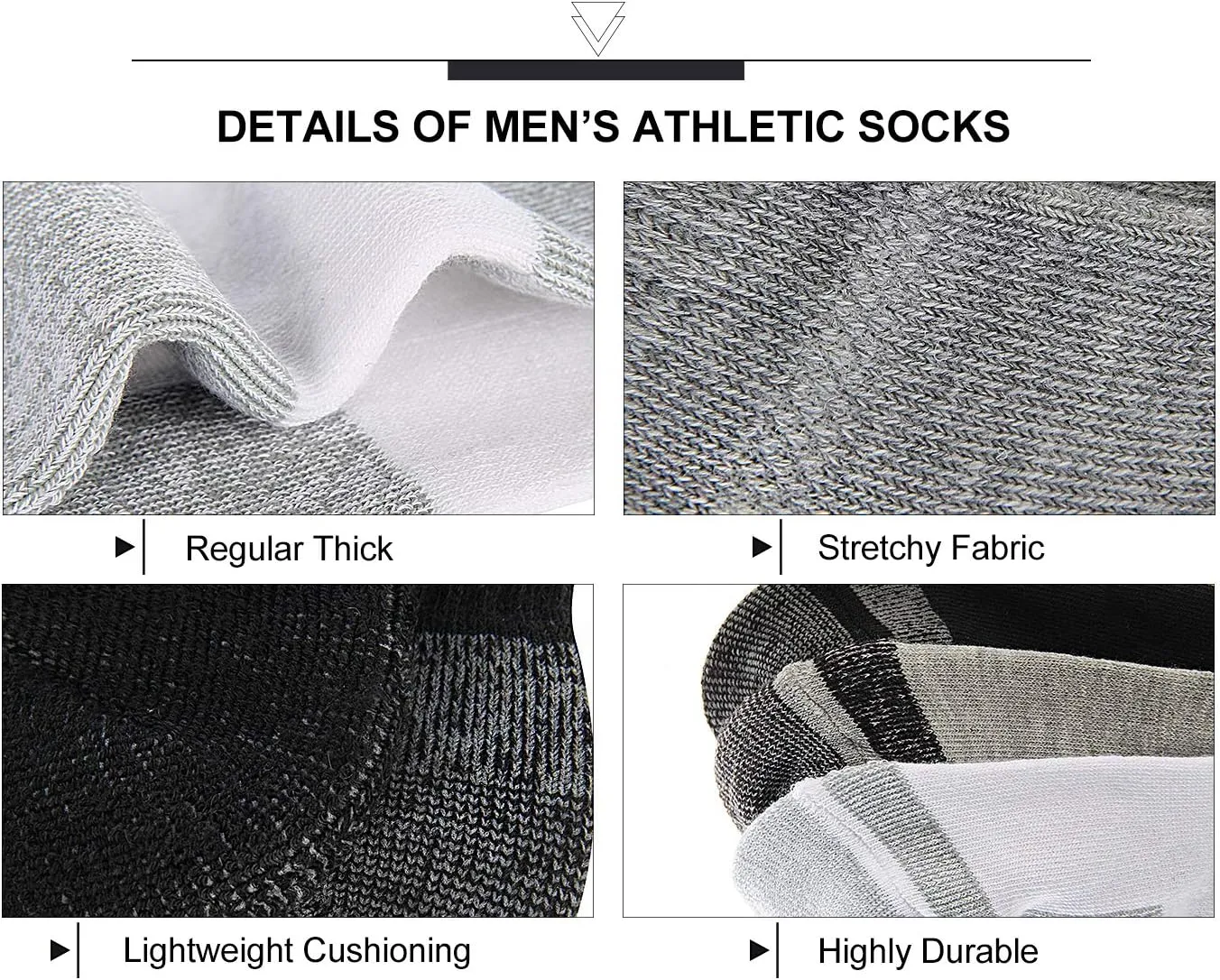 Men's Athletic Ankle Quarter Socks Men Comfort Cushion Moisture Wicking Work Sock 6 Pack