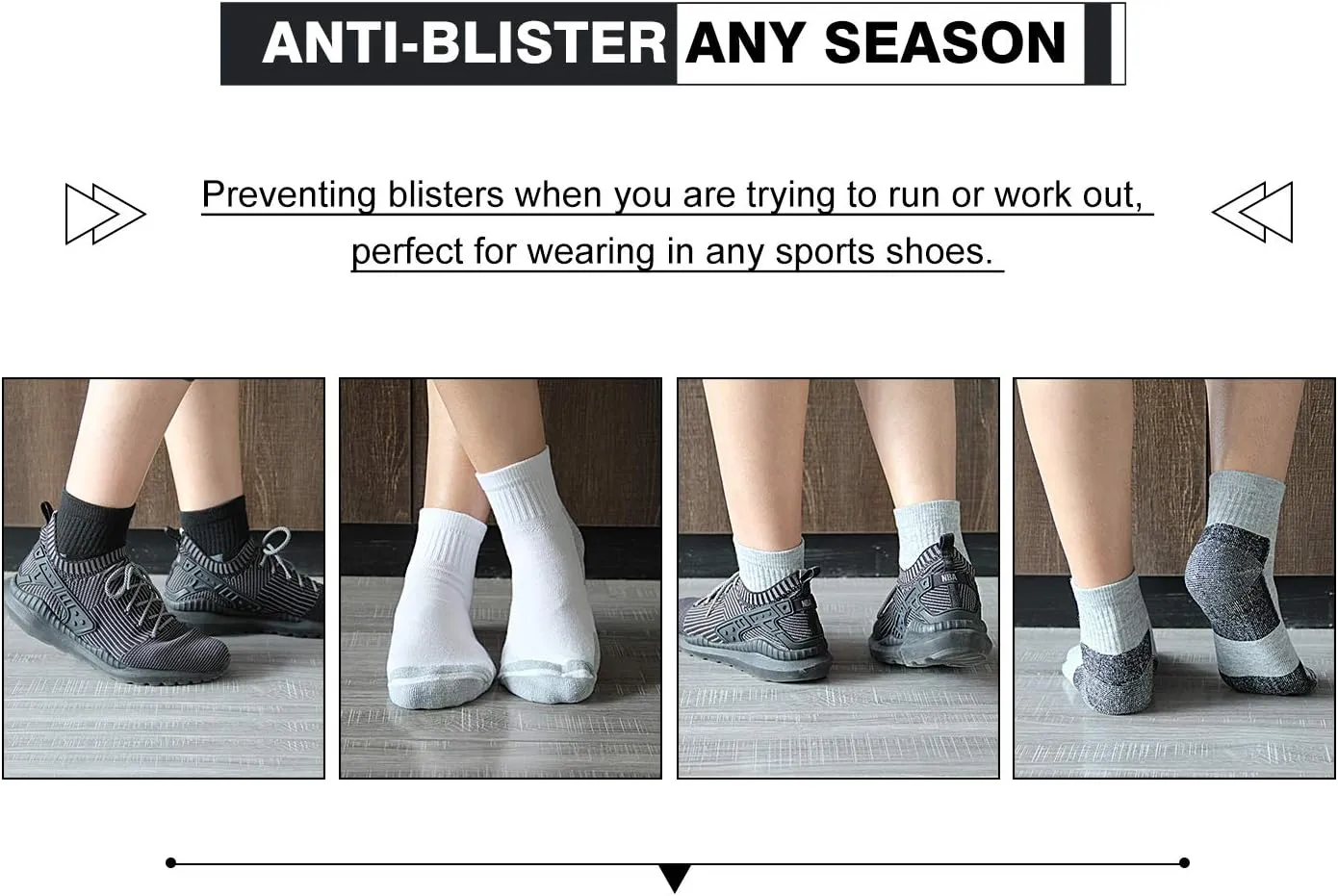 Men's Athletic Ankle Quarter Socks Men Comfort Cushion Moisture Wicking Work Sock 6 Pack