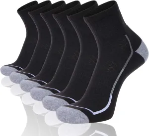 Men's Athletic Ankle Quarter Socks Men Comfort Cushion Moisture Wicking Work Sock 6 Pack