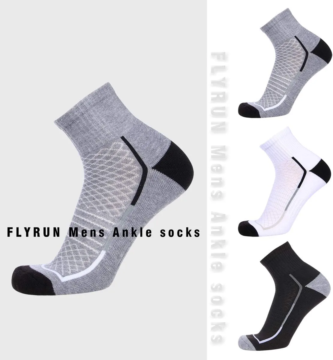Men's Athletic Ankle Quarter Socks Men Comfort Cushion Moisture Wicking Work Sock 6 Pack