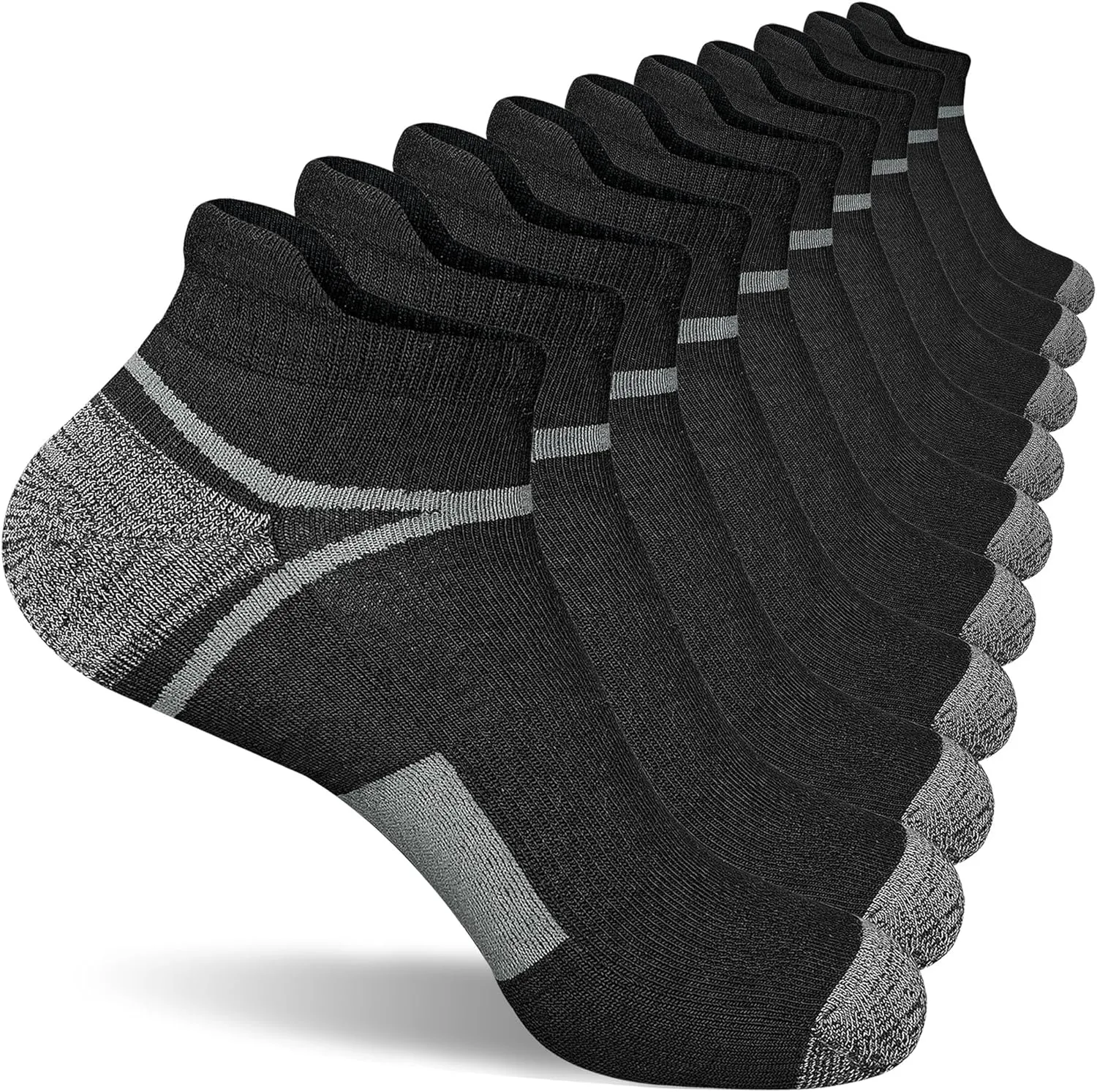 Men's Athletic Cushioned Ankle Socks Comfort Wicking Anti-Blister Running Sock 5 Pairs