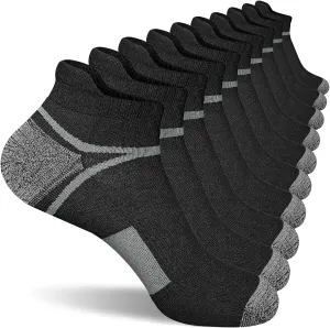 Men's Athletic Cushioned Ankle Socks Comfort Wicking Anti-Blister Running Sock 5 Pairs