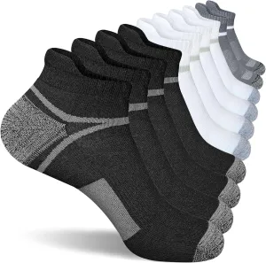 Men's Athletic Cushioned Ankle Socks Comfort Wicking Anti-Blister Running Sock 5 Pairs