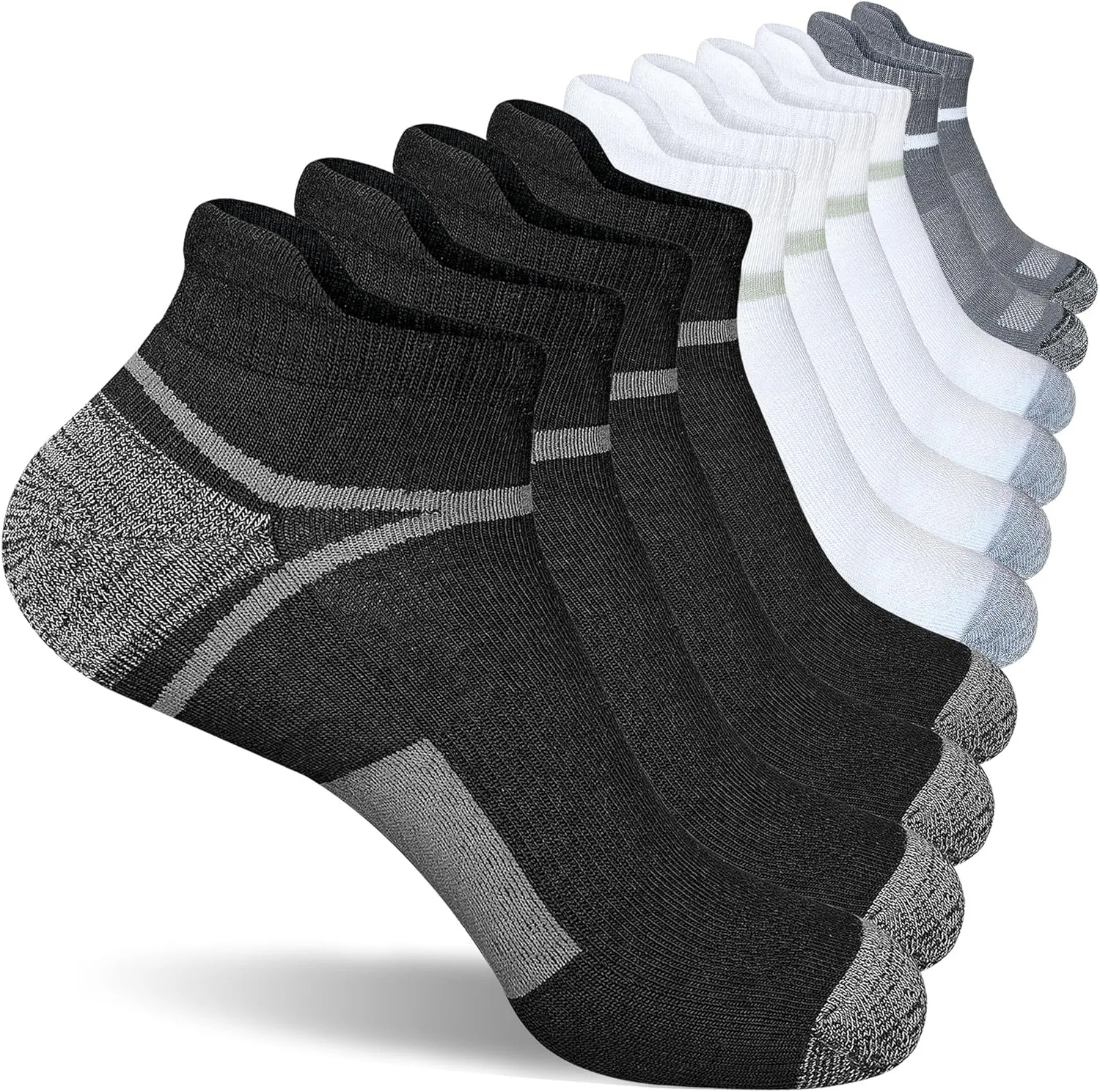 Men's Athletic Cushioned Ankle Socks Comfort Wicking Anti-Blister Running Sock 5 Pairs