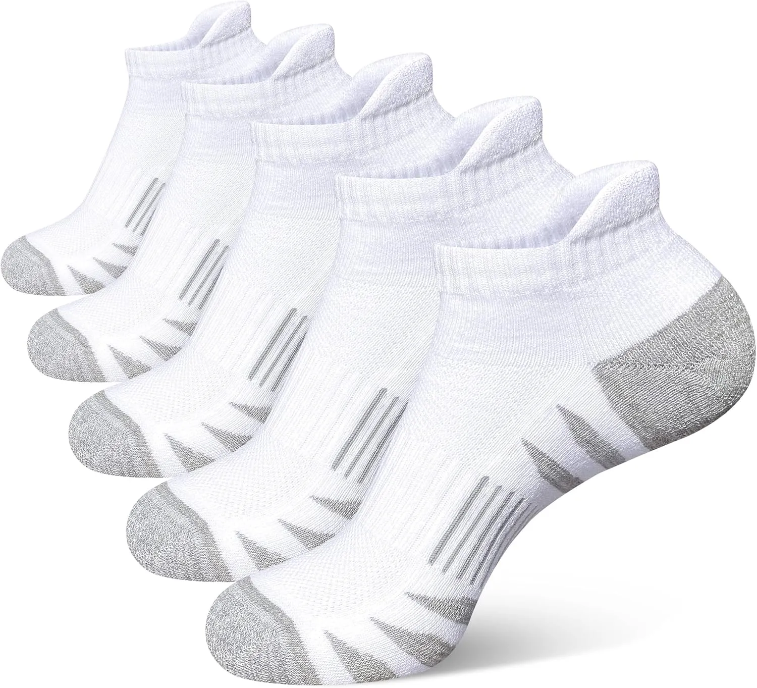 Men's Athletic Cushioned Cotton Socks Anti-blister Wicking Breathable Running Ankle Socks 5 Pairs