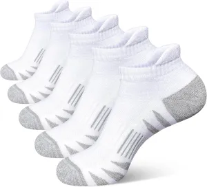 Men's Athletic Cushioned Cotton Socks Anti-blister Wicking Breathable Running Ankle Socks 5 Pairs