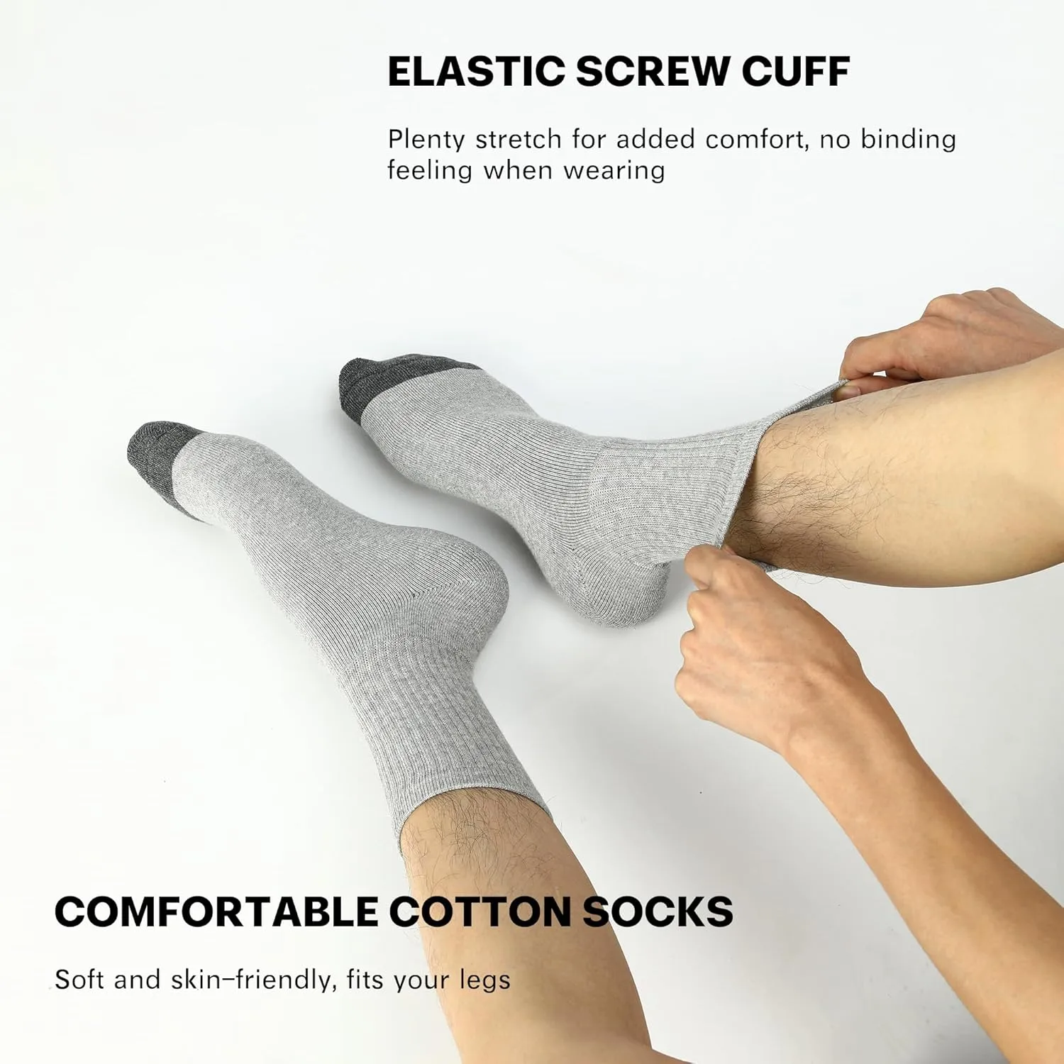 Men's Athletic Socks 6-Pairs Cotton Thick Cushion Running Socks Moisture-Wicking Mid-Crew Socks 6-9/9-12/12-15