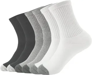 Men's Athletic Socks 6-Pairs Cotton Thick Cushion Running Socks Moisture-Wicking Mid-Crew Socks 6-9/9-12/12-15