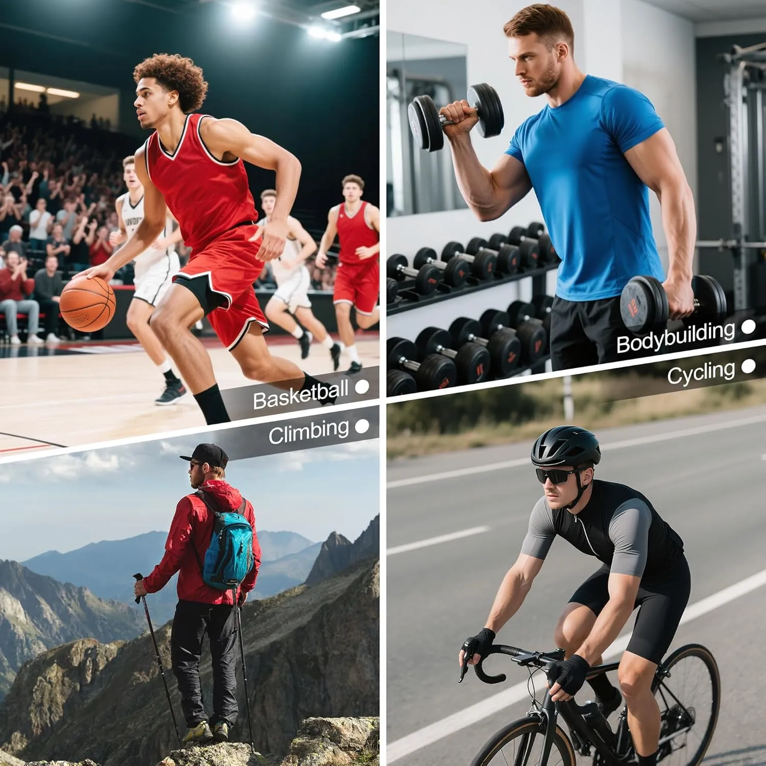 Mens Compression Crew Running Socks, Cushioned Moisture-Wicking Anti-Blister Athletic Socks for Hiking Basketball